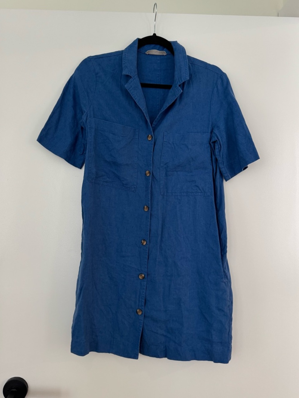 Everlane Blue Linen Button Shirt Dress